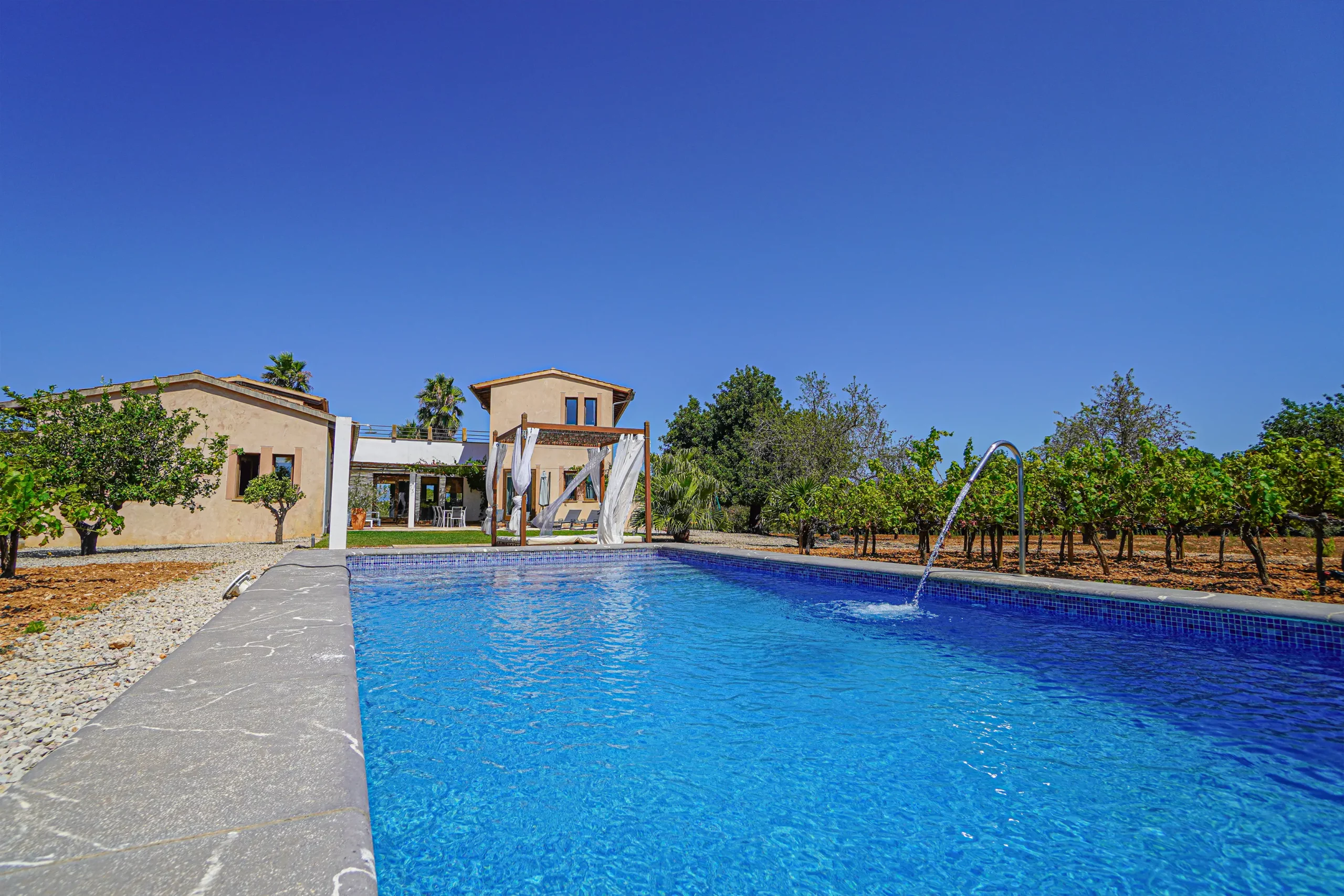 Pool with a view of Finca Mia Limon in Algaida