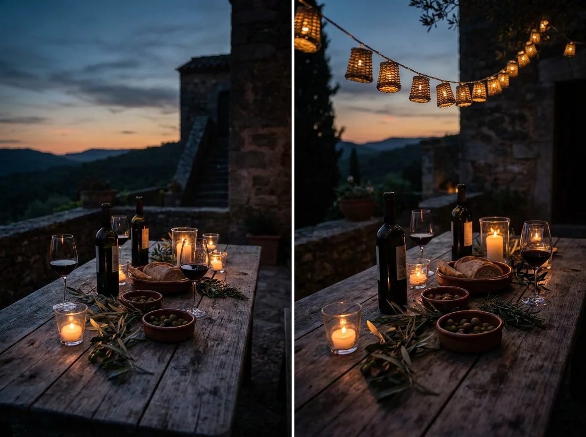 Atmospheric evening on the terrace of Finca Mia Limon